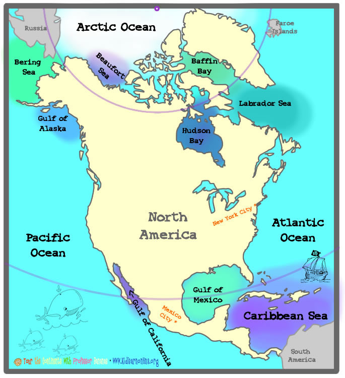 Major Bodies Of Water In North America Map - United States Map